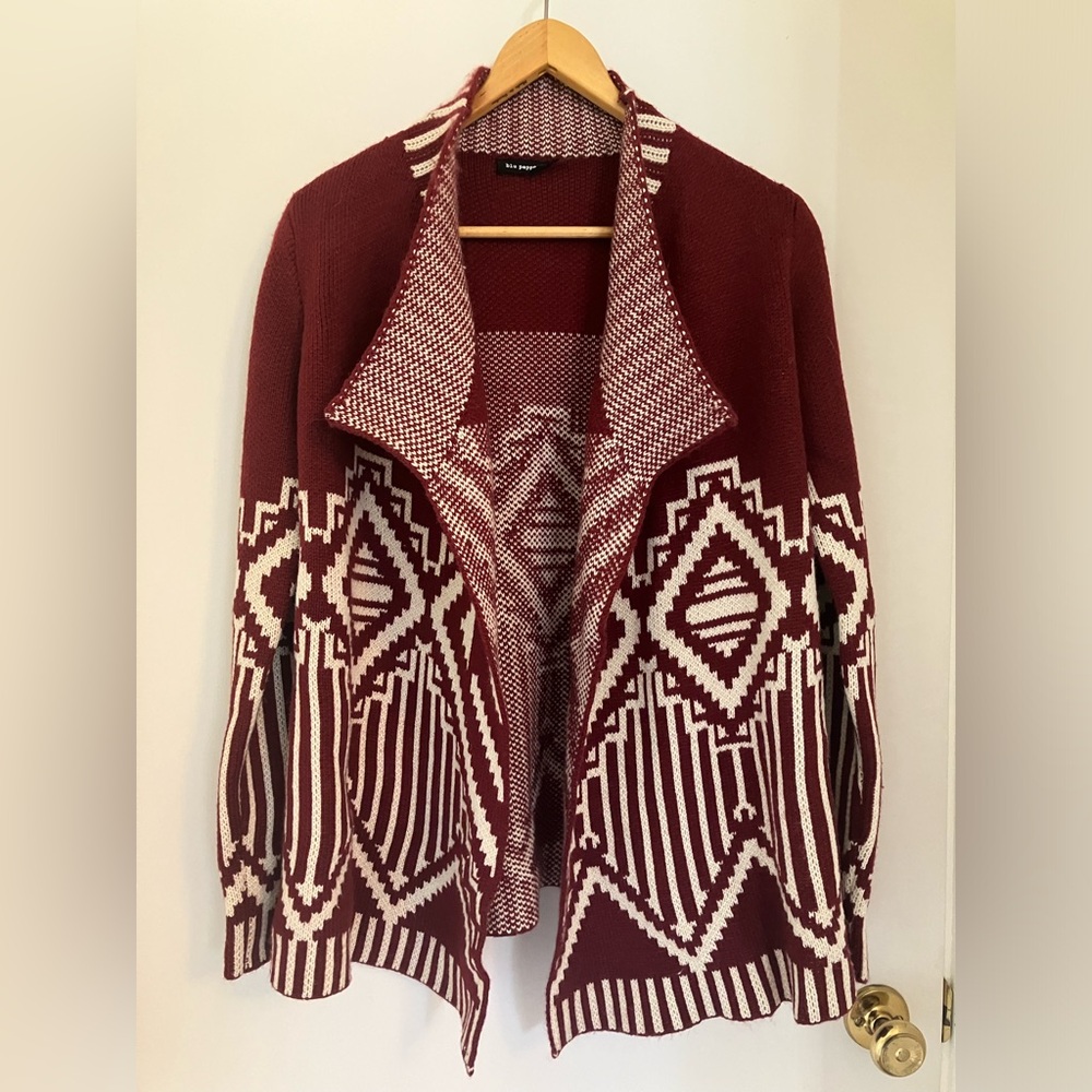 Rust Red Aztec Pattern Cardigan - image 1